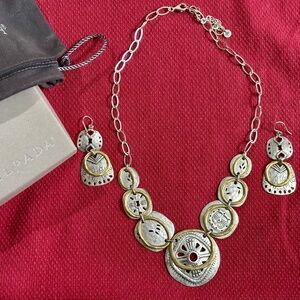 SILPADA BOHO BIB Sterling Silver & Brass Necklace with earrings